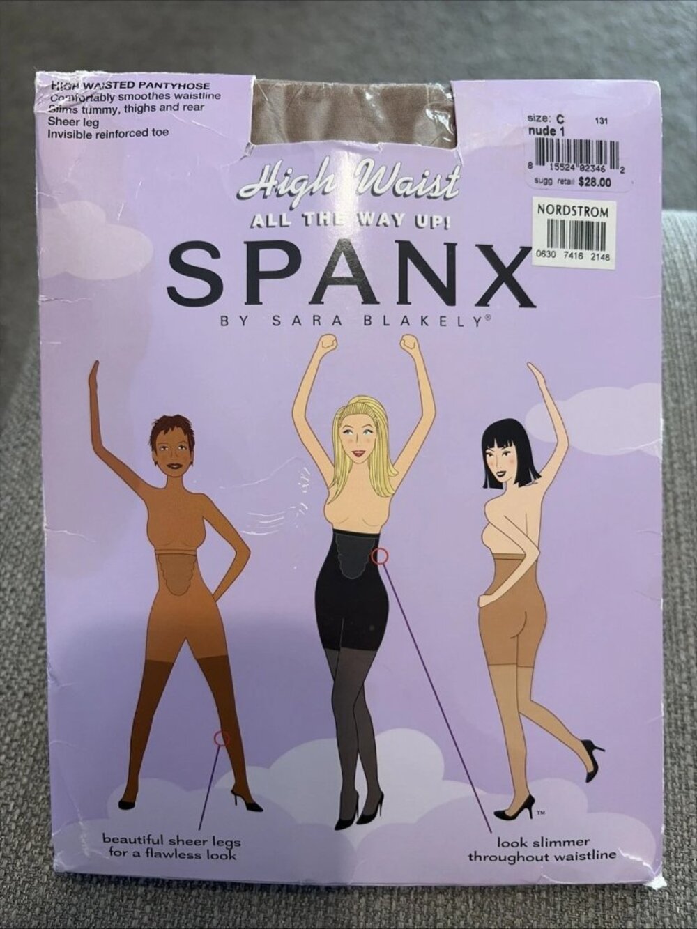 SPANX High Waist All The Way Up Shaping Pantyhose Size C 140-180 lbs. Nude 1 NEW